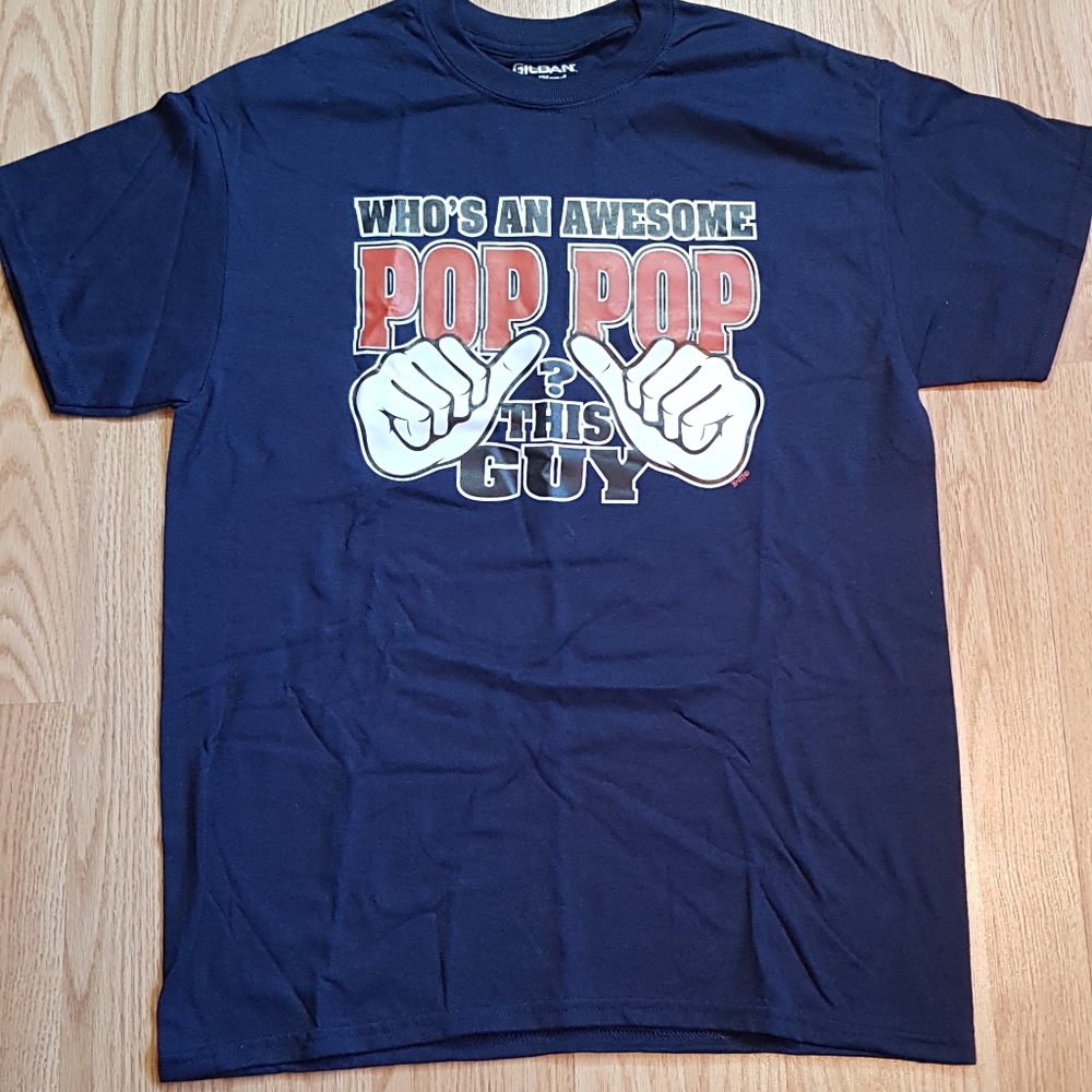 NWOT Awesome Pop Pop Graphic Navy Blue T-Shirt